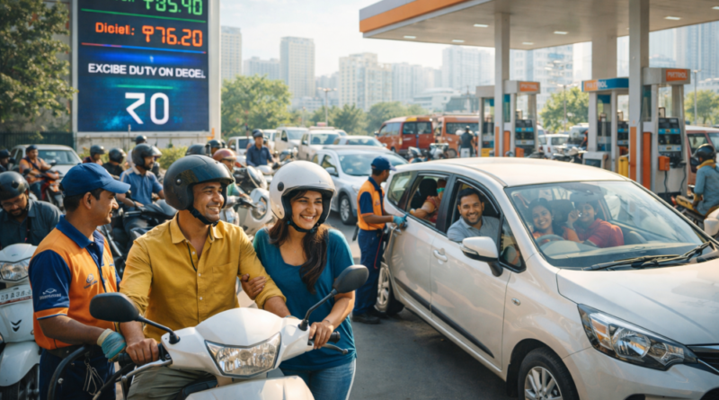 सरकार ने पेट्रोल-डीजल पर उत्पाद शुल्क दस रुपये घटाया
